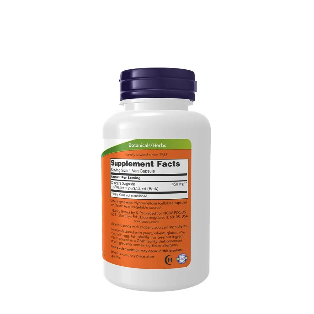 Cascara Sagrada 450 mg capsule - NOW Foods - 100 Capsule Veg - immagine 2