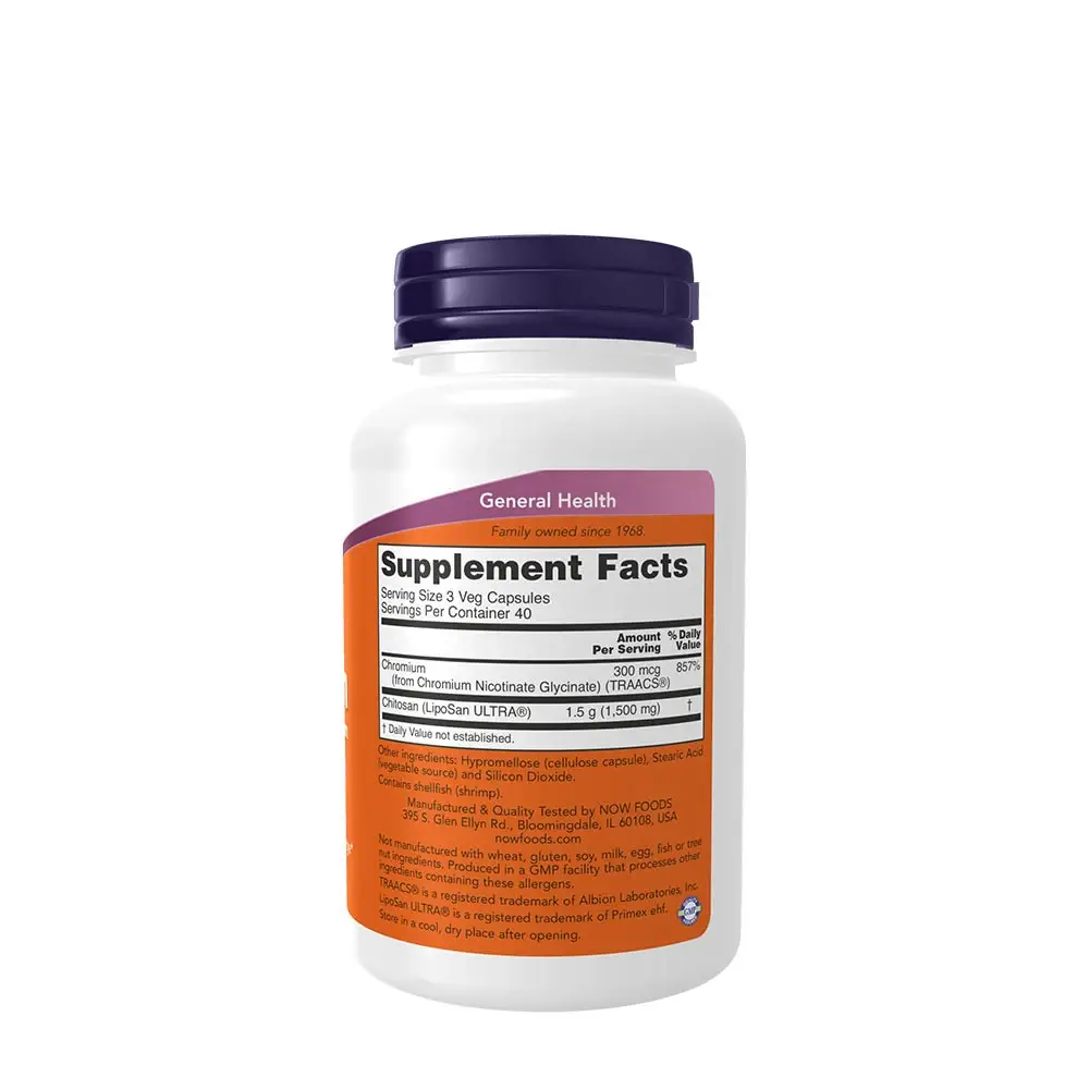Chitosan 500 mg plus Chromium capsule - NOW Foods - 120 Capsule Vegetali - immagine 2
