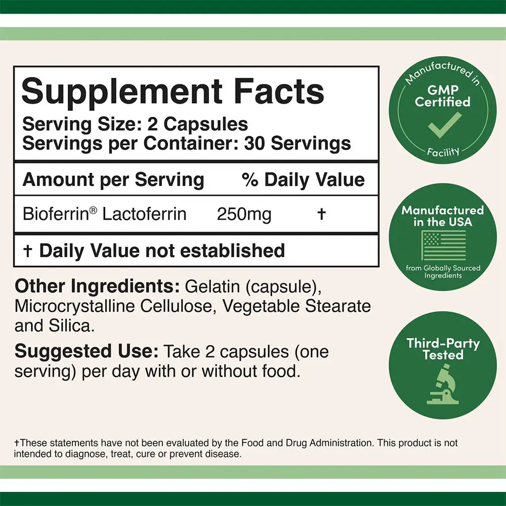 Double Wood Supplements Lactoferrin (60 Capsule) - immagine 2