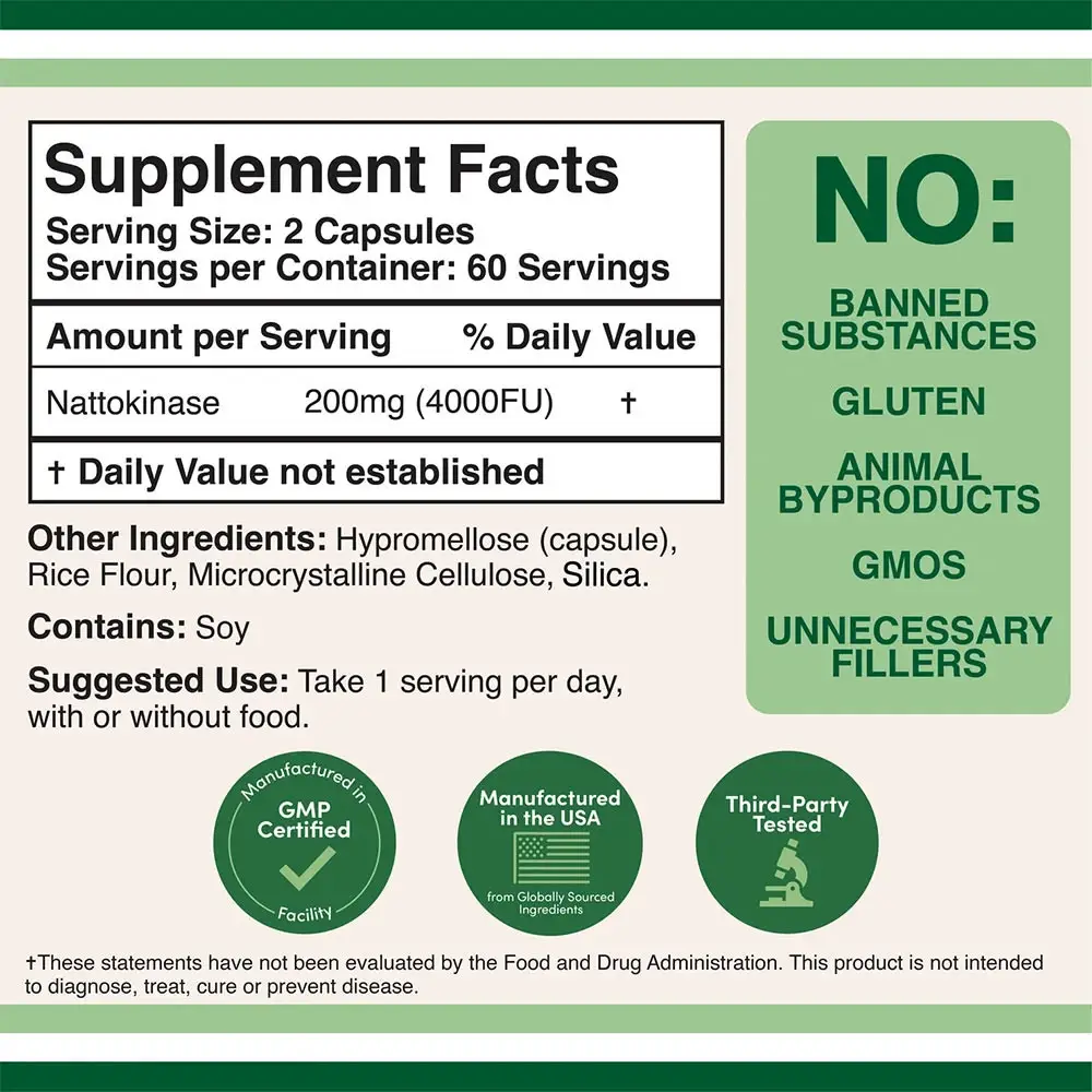 Double Wood Supplements Nattokinase (120 Capsule) - immagine 2