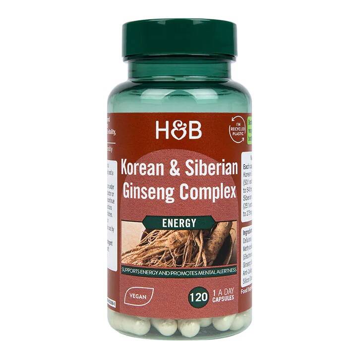 Korean & Siberian Ginseng Complex - 120 vcaps - Nuvalia
