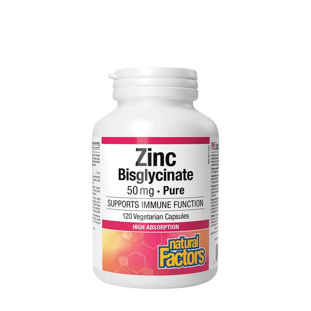 Natural Factors Zinc Bisglycinate 50 mg (120 Capsules) - Nuvalia