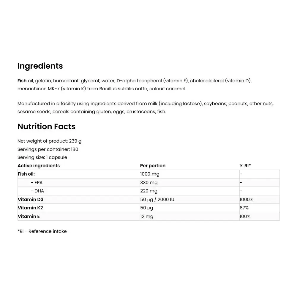 Ostrovit Omega 3 D3+K2 - 180 Capsule - immagine 2