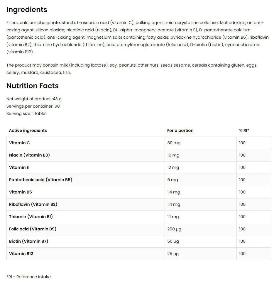 Ostrovit Vitamin B Complex – 90 Compresse - immagine 2