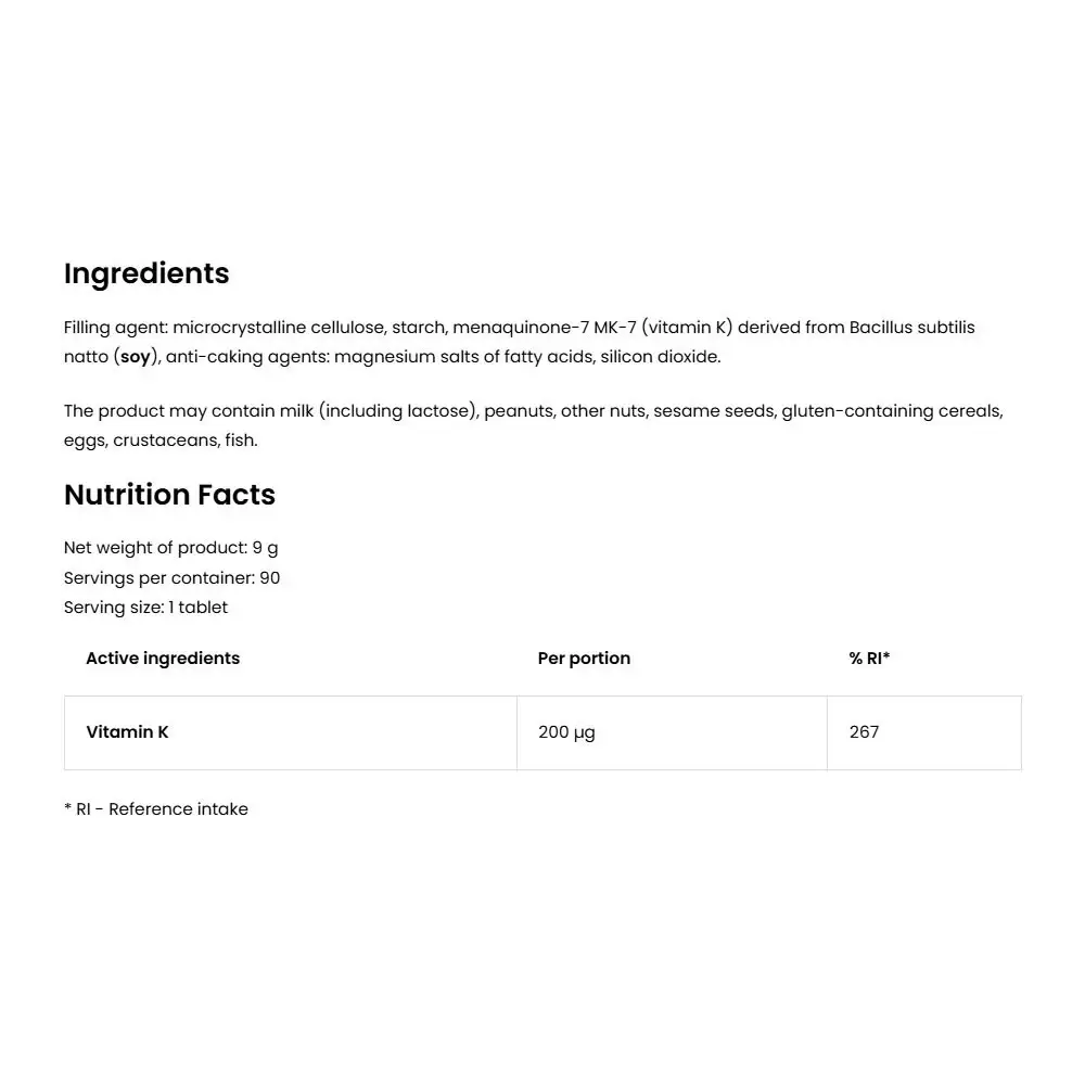 Ostrovit Vitamin K2 200 Natto MK-7 (90 Compresse) - immagine 2