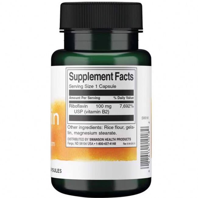 Riboflavina Vitamina B-2, 100mg – 100 capsule - immagine 3