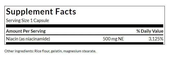 SWANSON Niacinamide 500mg 250 kaps - immagine 3