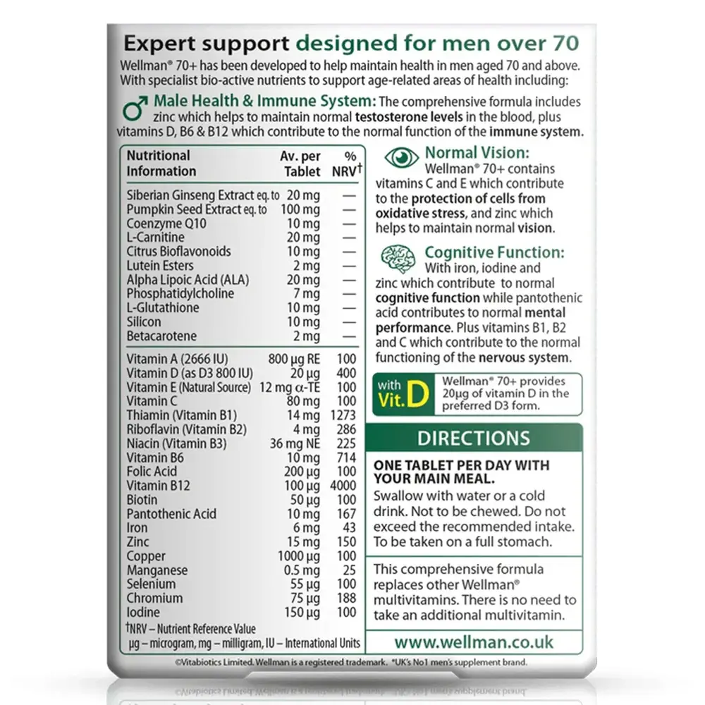 Vitabiotics Wellman 70+ (30 Compresse) - immagine 2