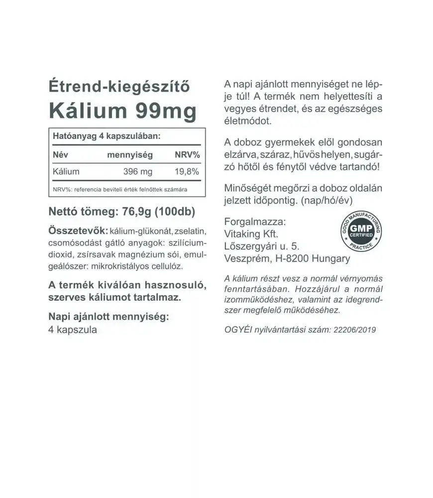 Vitaking Potassio 396 mg (100 Capsule) - immagine 2