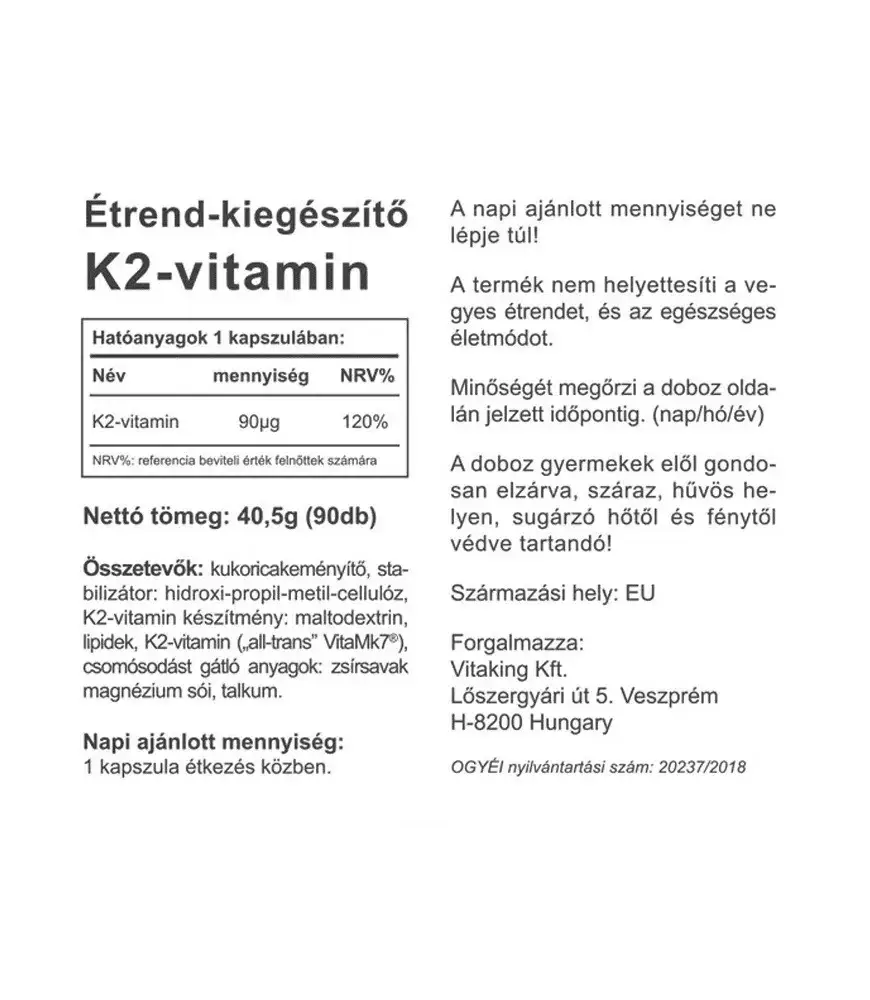 Vitaking Vitamin K2 90 mcg (90 Capsule) - immagine 2