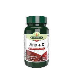 Natures Aid Zinc + C Lozenge - Peppermint Flavour (30 Lozenges) - Nuvalia